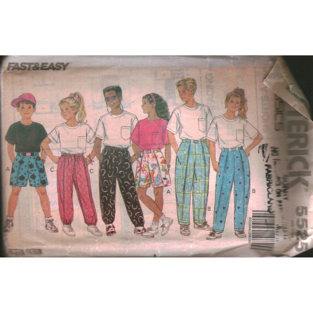 Vintage Butterick 5525 Sewing Pattern Kids Top Shorts Pants Size 12-14 Retro 90s